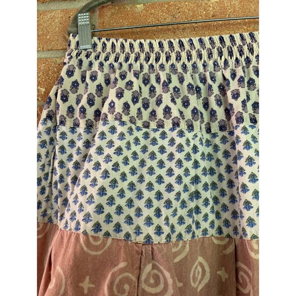 Sacred Threads Patchwork Boho Tiered Skirt Cotton Multicolor - Picture 11 of 14